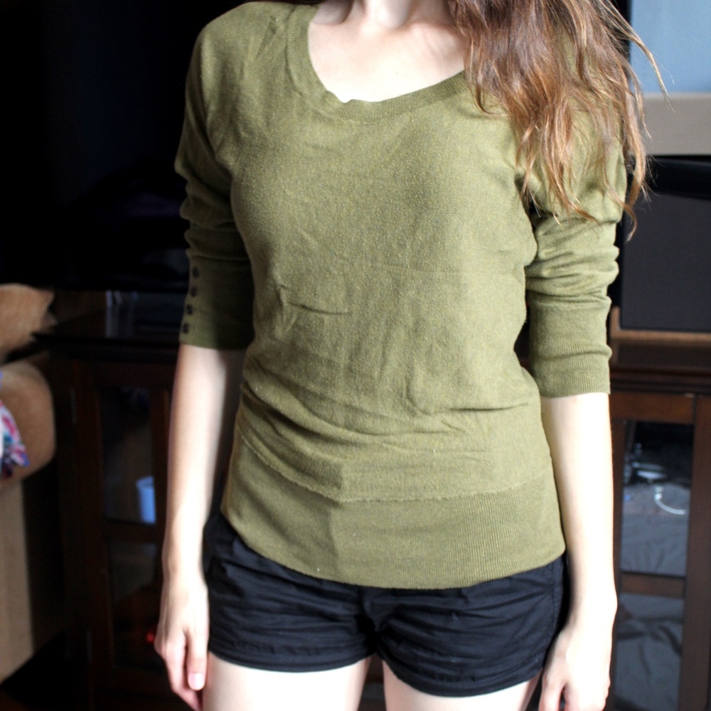 Loft Olive Green 3/4 Sleeve Shirt - Picture 4 of 4